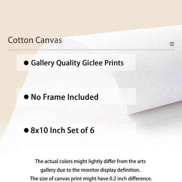 Neutral Wall Art Decor Set of 6 Vintage Canvas Wall Art Rustic Farmhouse Wall Ar - Picture 7 of 7